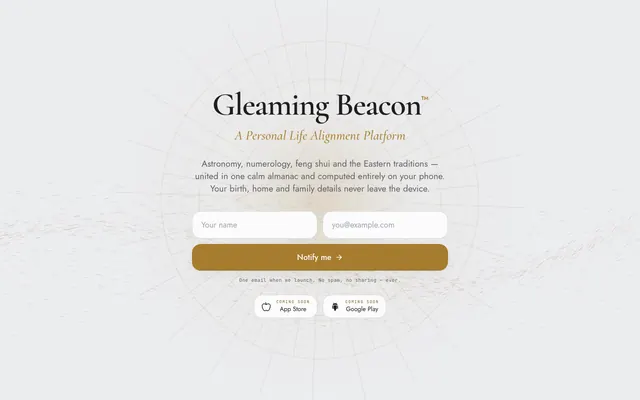 Gleaming Beacon website home page