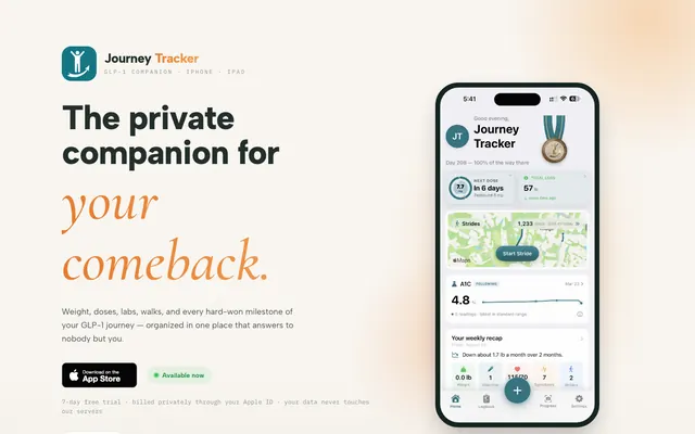 Journey Tracker website home page