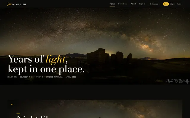 Joe McMullin Photography website home page